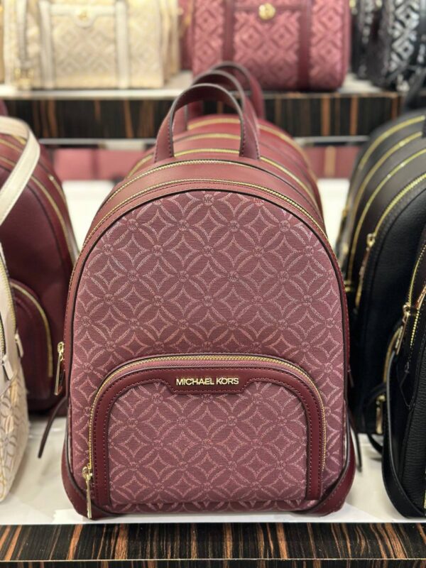 Michael Kors Signature Flower Jaycee Medium Backpack (Maroon)
