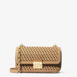 Michael Kors Tribeca Small Hand-Woven Leather Shoulder Bag(Camel) Boutique Collection