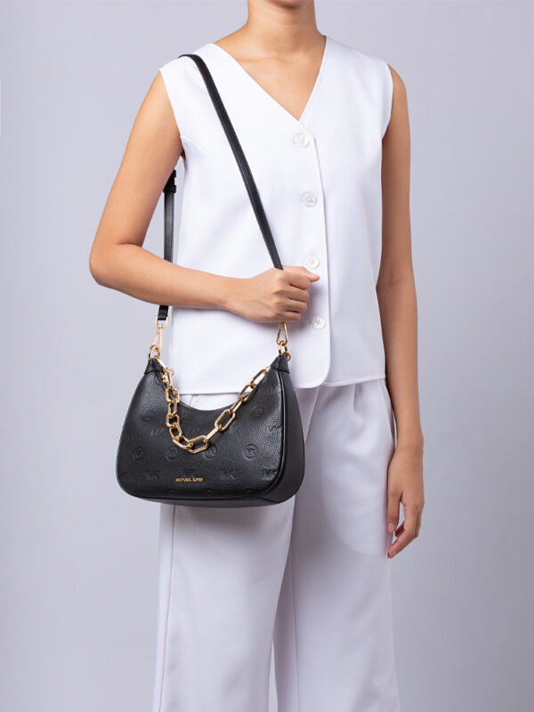 Michael Kors Cora Large Pebbled Leather Shoulder and Crossbody Bag (Black) RSKF - Image 2