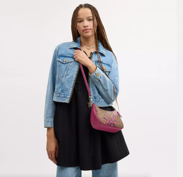 Coach Teri Shoulder Bag In Signature Canvas With Bow Print (Tan Pink Multi) - Image 5
