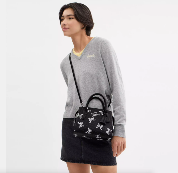Coach Andrea Carryall Bag With Bow Print(Black) - Image 4