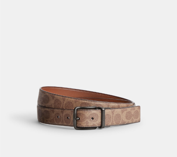 Coach Harness Buckle Cut-To-Size Reversible Belt, 38mm (Tan)- Boutique Collection