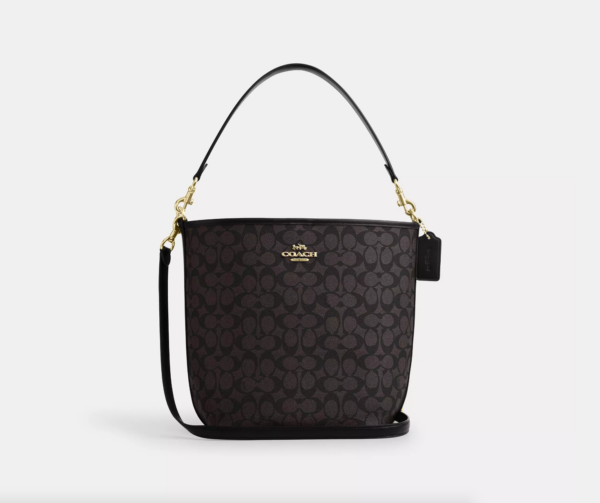 Coach City Large Bucket Bag In Signature Canvas (Walnut Black)