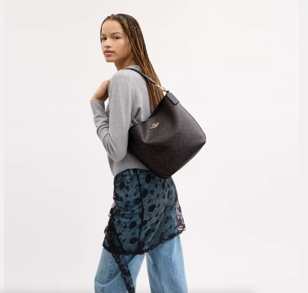 Coach City Large Bucket Bag In Signature Canvas (Walnut Black) - Image 5