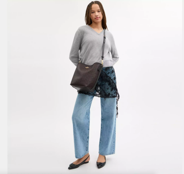 Coach City Large Bucket Bag In Signature Canvas (Walnut Black) - Image 4