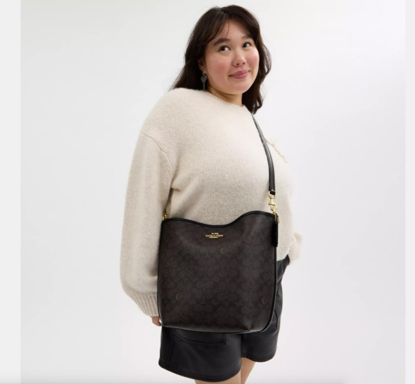Coach City Large Bucket Bag In Signature Canvas (Walnut Black) - Image 3