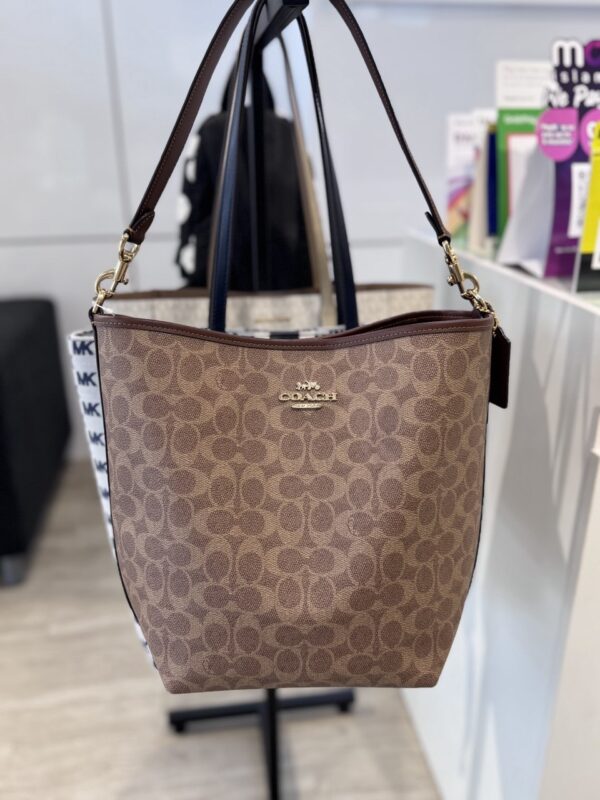 Coach City Large Bucket Bag In Signature Canvas (Tan Brown) - Image 7