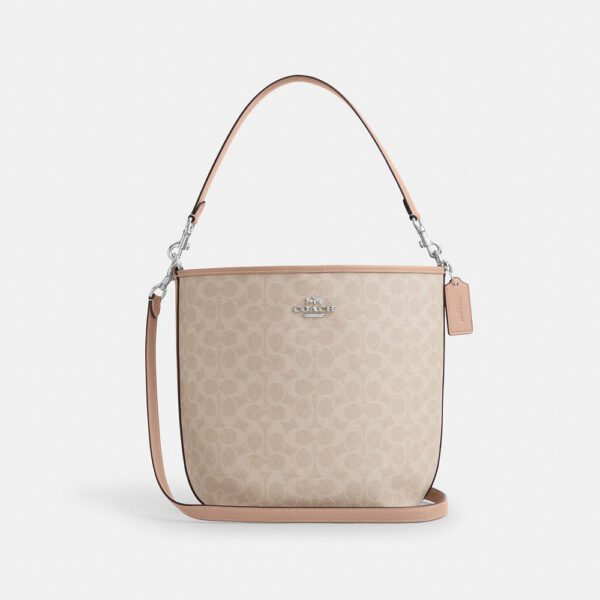 Coach City Large Bucket Bag In Signature Canvas (Sand Taupe)