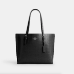 Coach Mollie Tote Bag Crocodile Embossed Leather (Black)