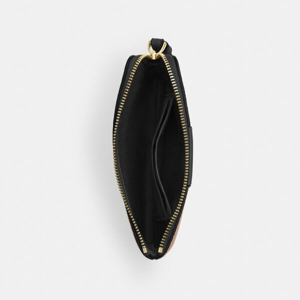 Coach Corner Zip Wristlet In Signature Canvas With Stripe (Tan Black) - Image 2