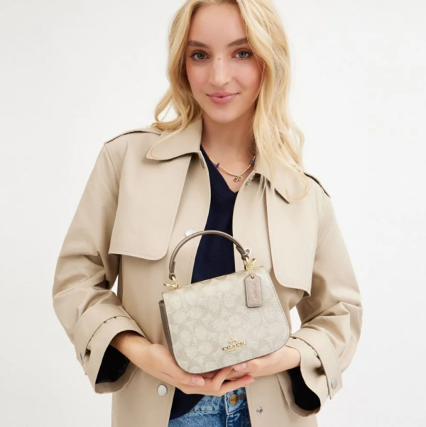 Coach Lysa Top Handle Bag In Signature Canvas (Champagne) - Image 4