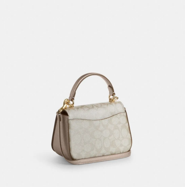 Coach Lysa Top Handle Bag In Signature Canvas (Champagne) - Image 5