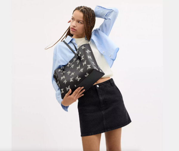 Coach Mollie Tote Bag With Bow Print (Black) - Image 3