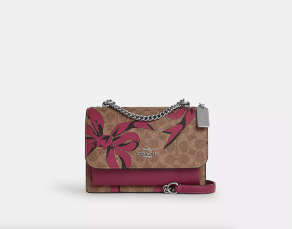 Coach Klare Crossbody Bag In Signature Canvas With Bow Print (Tan Pink Multi)
