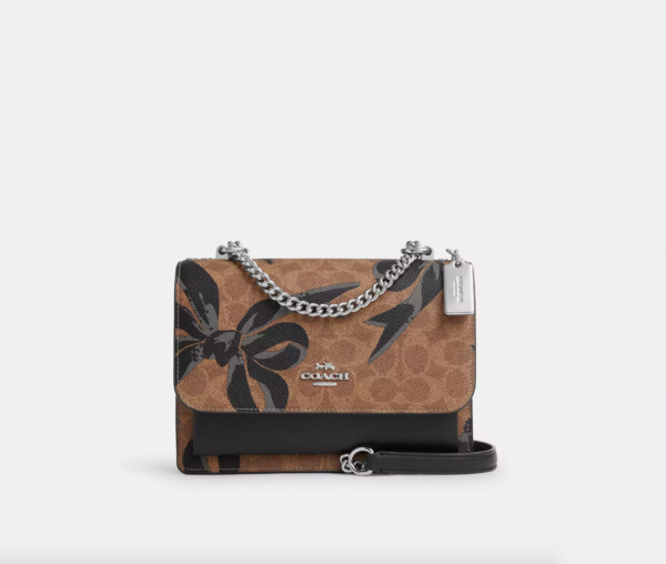 Coach Klare Crossbody Bag In Signature Canvas With Bow Print (Tan Black Multi)