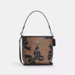 Coach City Bucket Bag In Signature Canvas With Bow Print (Tan Black Multi)