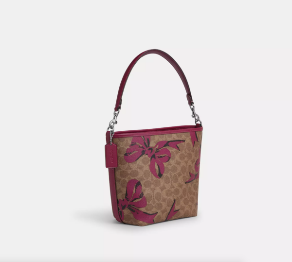 Coach City Bucket Bag In Signature Canvas With Bow Print (Tan Pink Multi) - Image 6