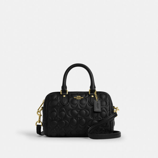 Coach Mini Rowan Crossbody Bag In Signature Leather (Black)