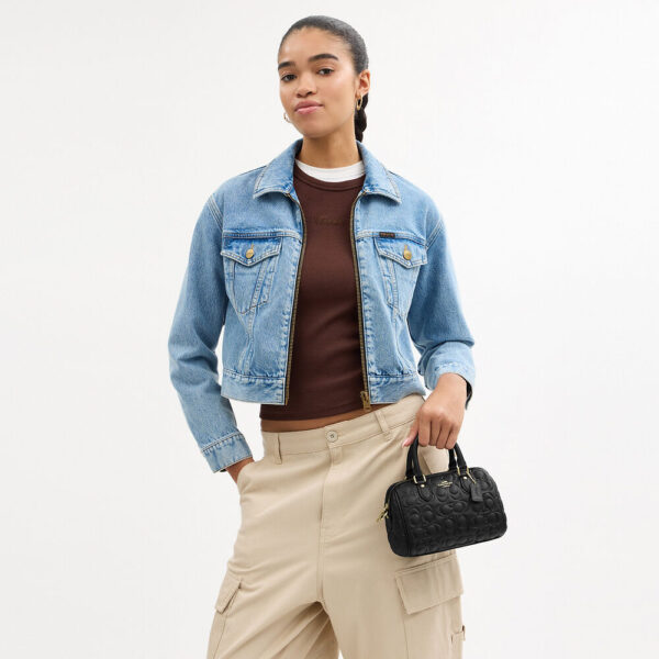 Coach Mini Rowan Crossbody Bag In Signature Leather (Black) - Image 2