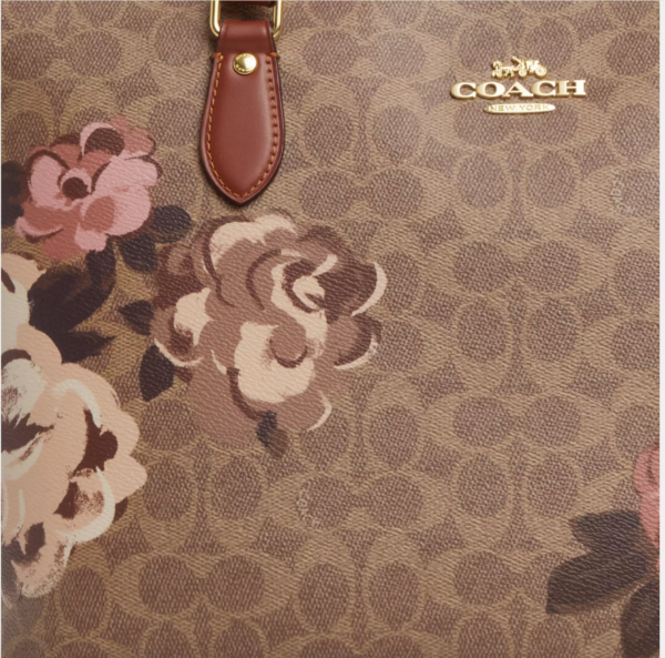 Coach Gallery Tote Bag In Signature Canvas With Rose Print (Tan Multi) - Image 6