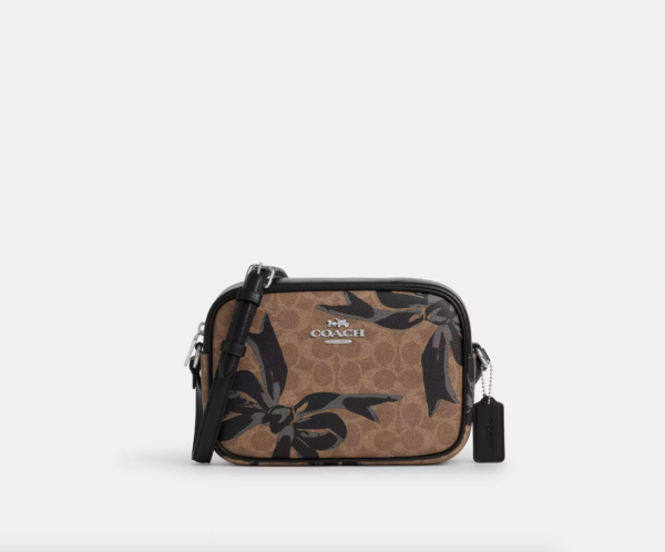 Coach Jamie Camera Bag In Signature Canvas With Bow Print (Tan Black Multi)