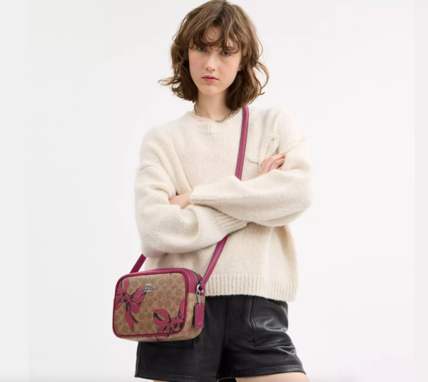 Coach Jamie Camera Bag In Signature Canvas With Bow Print (Tan Pink Multi) - Image 4