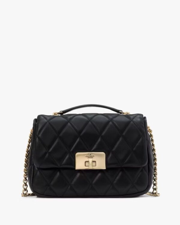 Kate Spade Carey Quilted Small Flap Crossbody (Black)