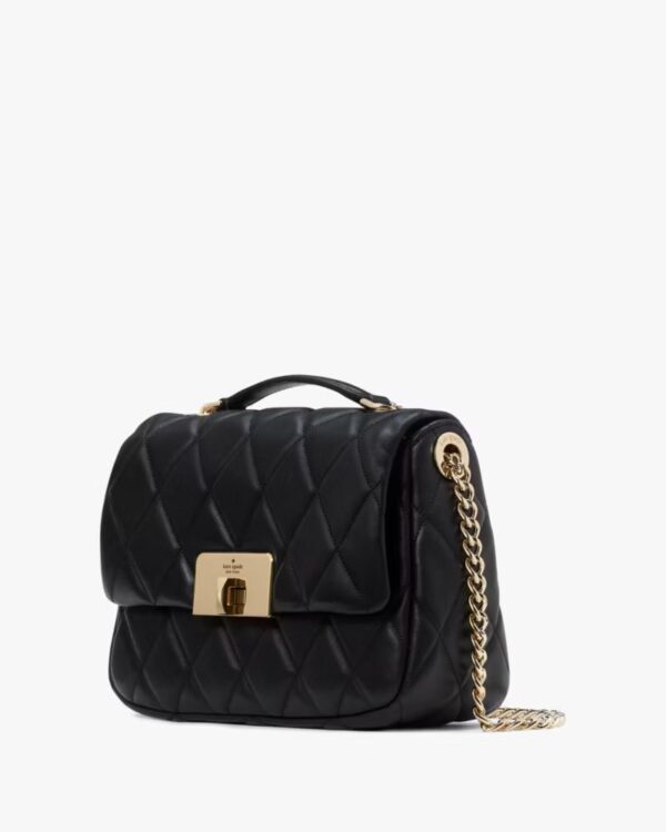 Kate Spade Carey Quilted Small Flap Crossbody (Black) - Image 3