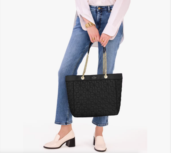 Kate Spade Spade Flower Quilted Fabric XL Tote (Black) - Image 3