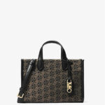Michael Kors Gigi Small Metallic Empire Signature Logo Messenger Bag (Black) Boutique Collection