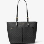 Michael Kors Jet Set Travel Medium Double Pocket Tote (Black Logo)