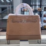 Michael Kors Reed Large Belted Croc Embossed Satchel(Deer)