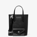Michael Kors Vincent Extra-Small Saffiano Leather Crossbody Bag With Card Case (Black Silver)