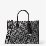 Michael Kors Mirella Medium Metallic Logo Jacquard Tote Bag (Black)