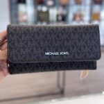 Michael Kors Jet Set Large Logo Trifold Wallet (Black)