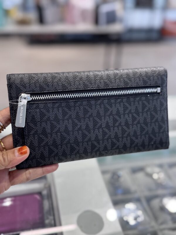 Michael Kors Jet Set Large Logo Trifold Wallet (Black) - Image 3