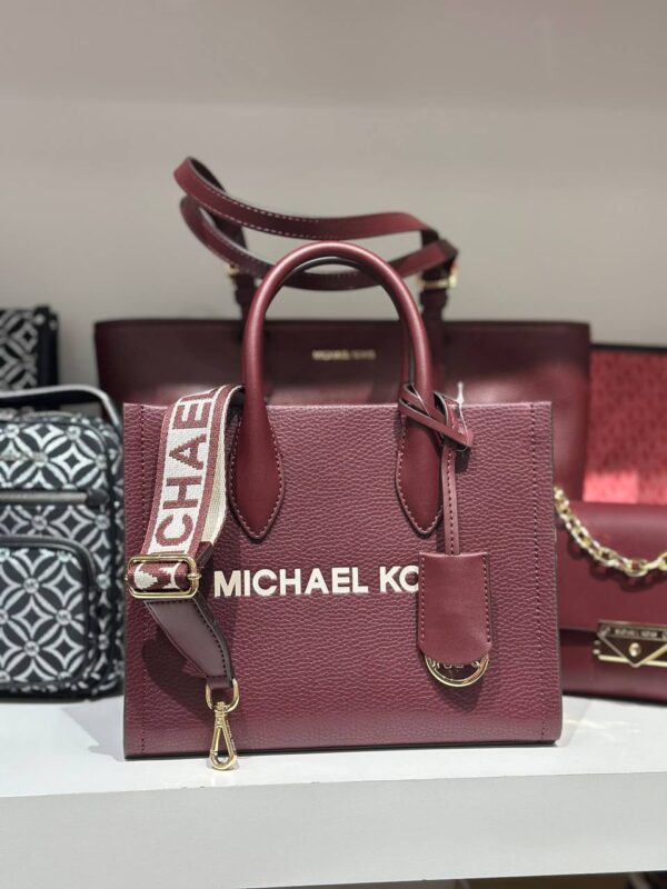 Michael Kors Mirella Small Pebbled Leather Crossbody Bag (Oxblood) - Image 2