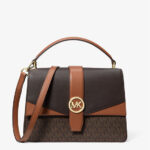 Michael Kors Greenwich Medium Signature Logo Satchel (Brown)