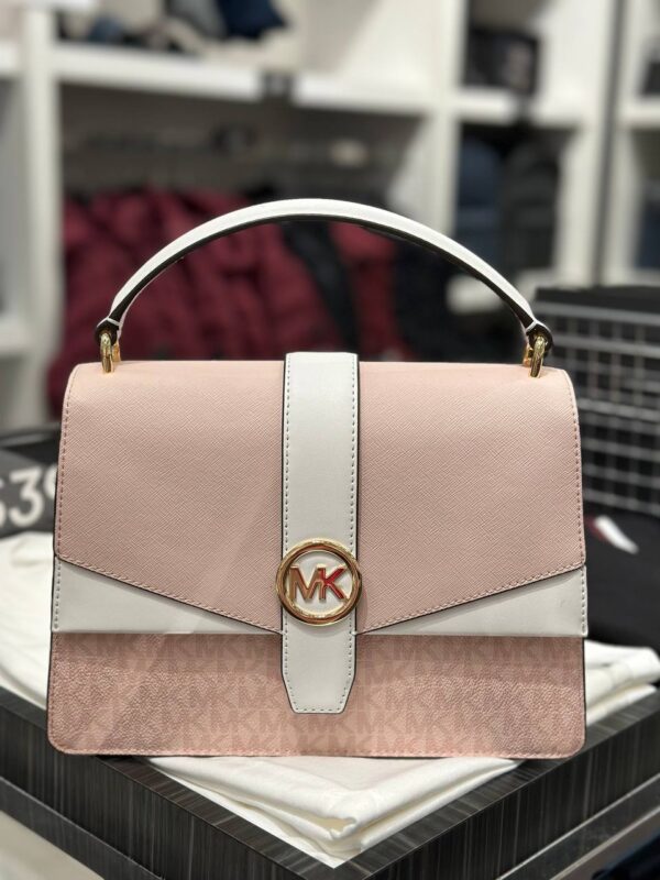 [Pre Order]- Michael Kors Greenwich Medium Signature Logo Satchel (Powder Blush)