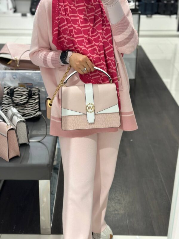 [Pre Order]- Michael Kors Greenwich Medium Signature Logo Satchel (Powder Blush) - Image 2