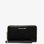 Michael Kors Large Pebbled Leather Smartphone Wristlet(Black)