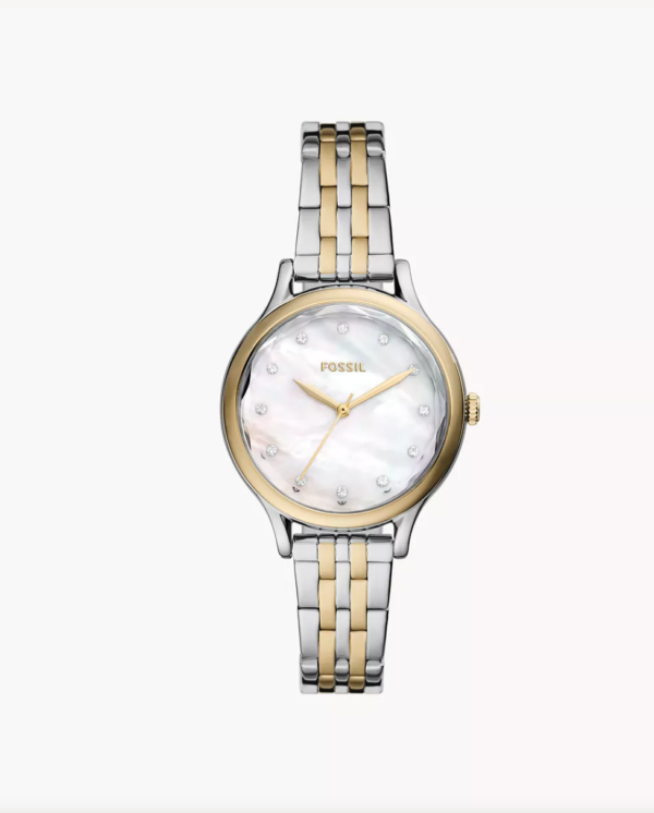 Fossil Laney Three-Hand Two-Tone Stainless Steel Watch (Silver)