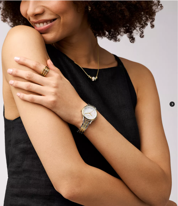 Fossil Laney Three-Hand Two-Tone Stainless Steel Watch (Silver) - Image 3