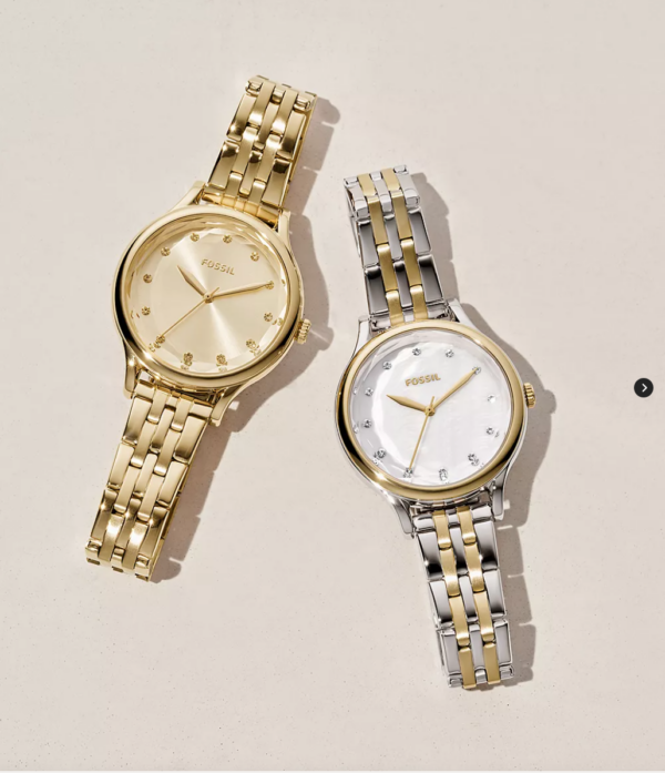 Fossil Laney Three-Hand Two-Tone Stainless Steel Watch (Silver) - Image 4