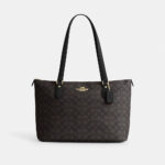 Coach Gallery Tote Bag In Signature Canvas (Walnut Black)
