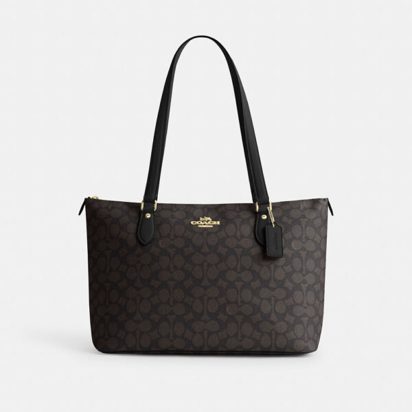 Coach Gallery Tote Bag In Signature Canvas (Walnut Black)