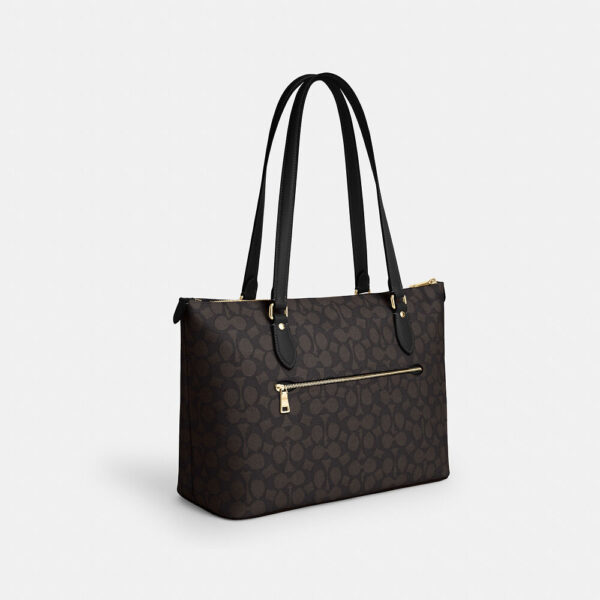 Coach Gallery Tote Bag In Signature Canvas (Walnut Black) - Image 4