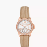 Michael Kors Mini Everest Three-Hand Luggage Suede Croco Leather Watch (MK4719)