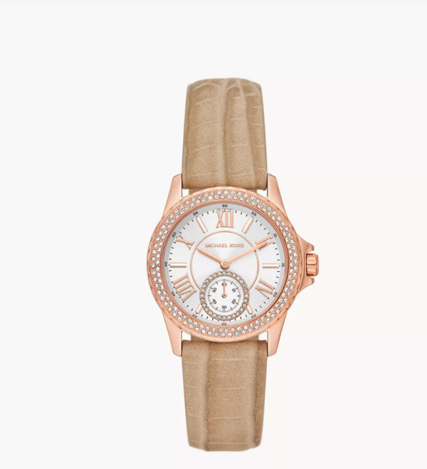 Michael Kors Mini Everest Three-Hand Luggage Suede Croco Leather Watch (MK4719)