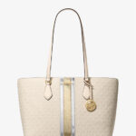 Michael Kors Sheila Large Signature Logo and Metallic Tote Bag (Vanilla)